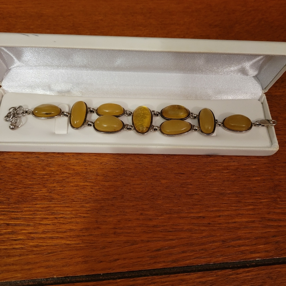 Silver and Amber Bracelet